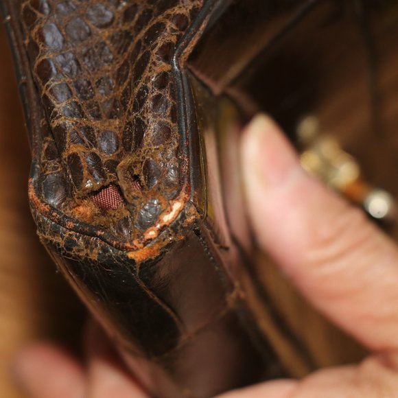 Alligator Envelope Style Clutch with Chain - Picture 5 of 5